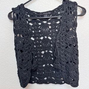 Express Black Crochet Openwork Sleeveless Camisole Vest
